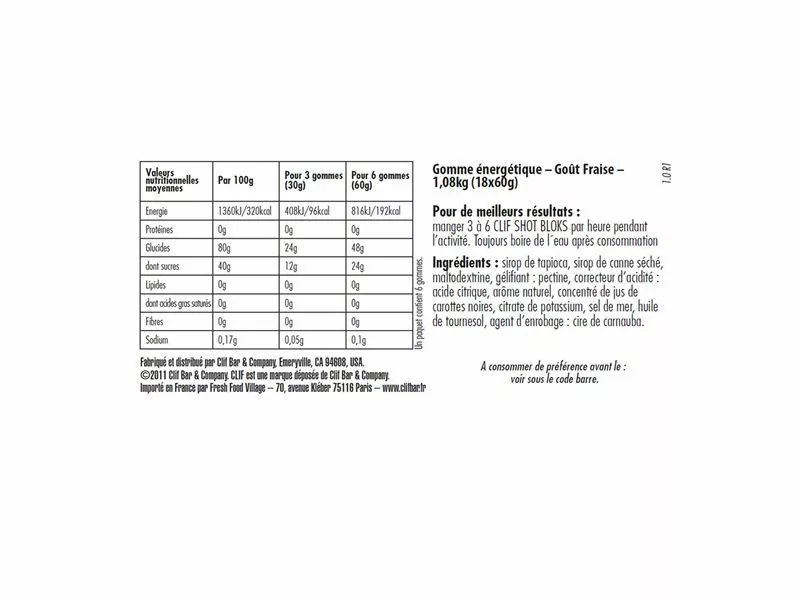 CLIF® Bar Clif Bar Caja De 18 X 6 Bloks Energeticos Sabor Fresa - Imagen 3